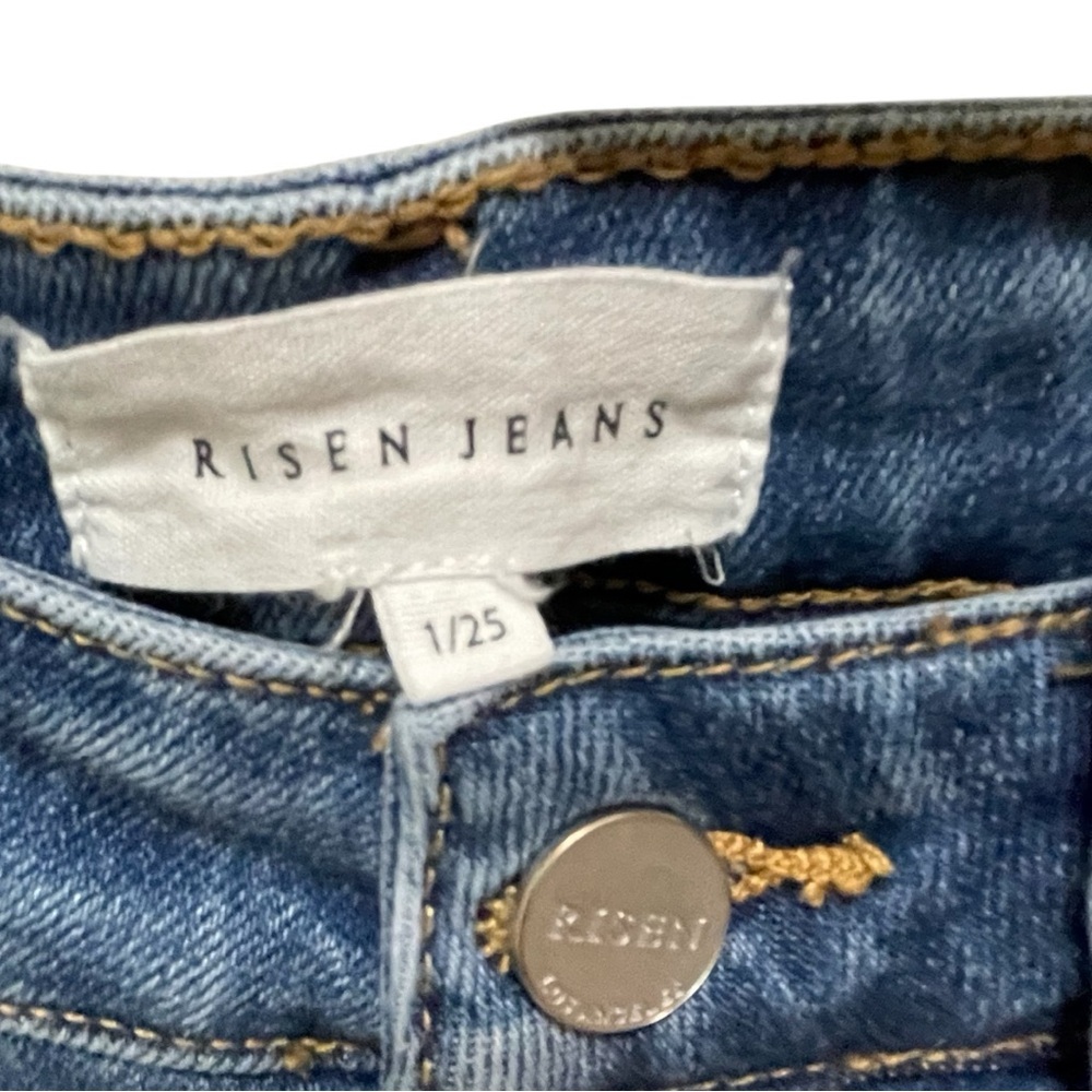 RISEN JEANS High Rise Denim Jeans with Button Fly Straight Leg - Picture 7 of 16